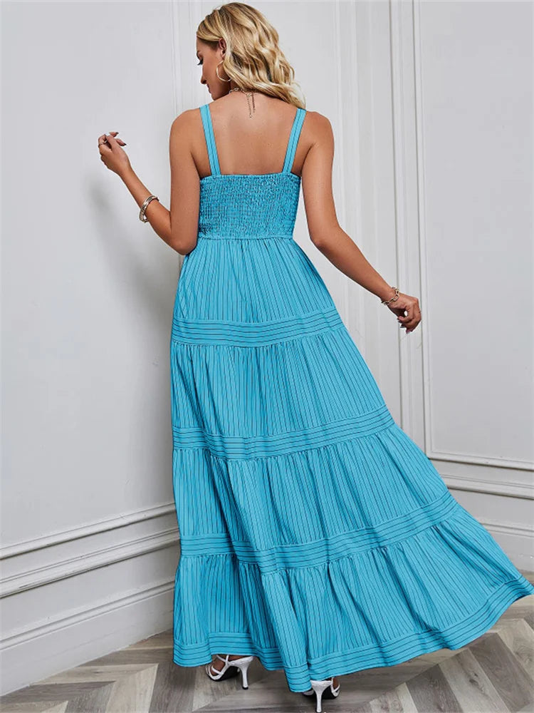 Dames Luchtige geplooide zomerjurk | Maxi