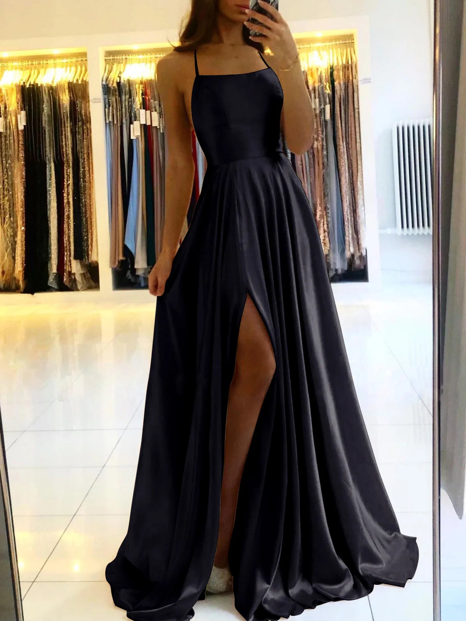 Dames Satijnen Elegante Avondjurk | Maxi