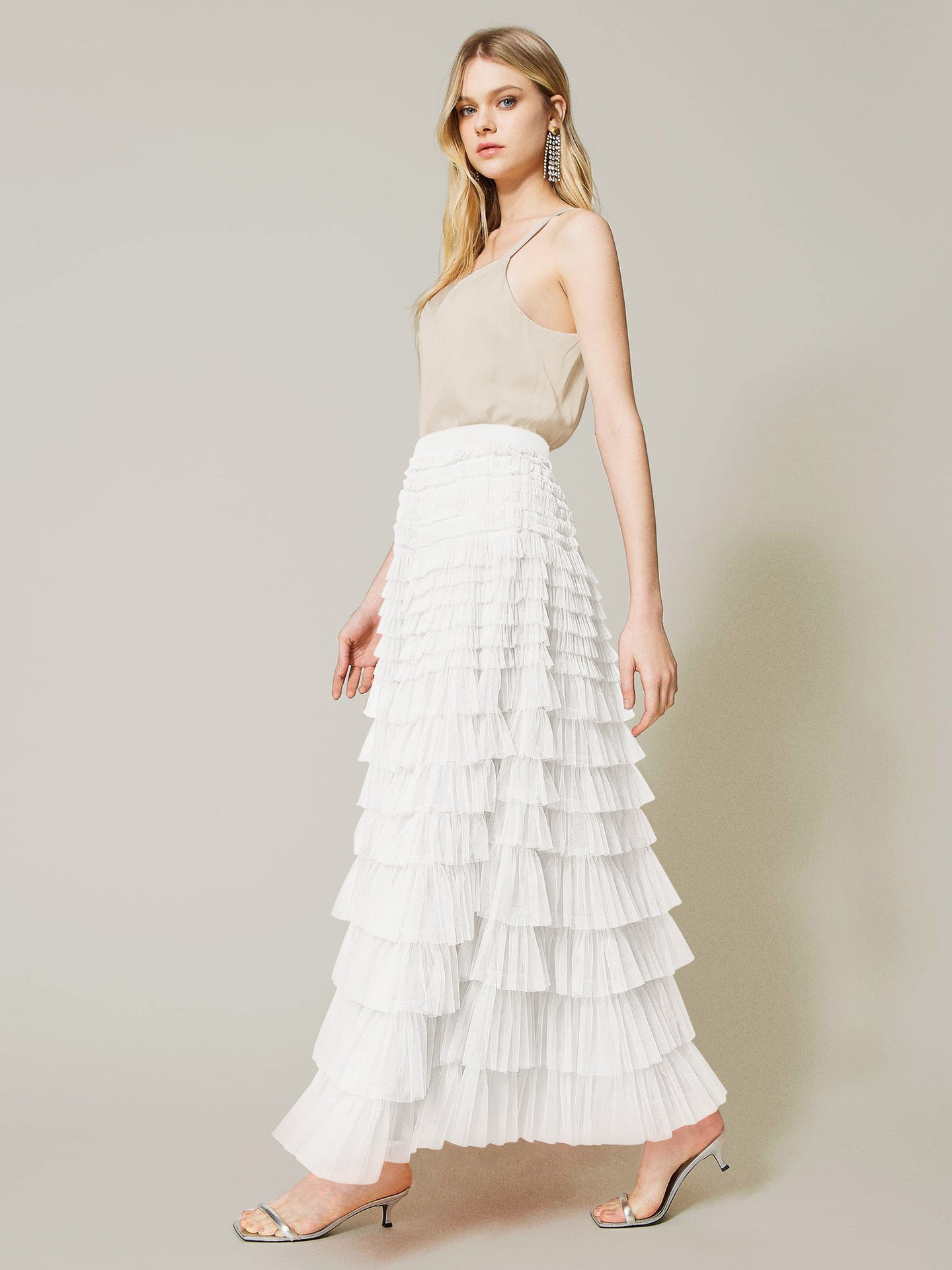 Dames Tulle geplooide rok | Lang