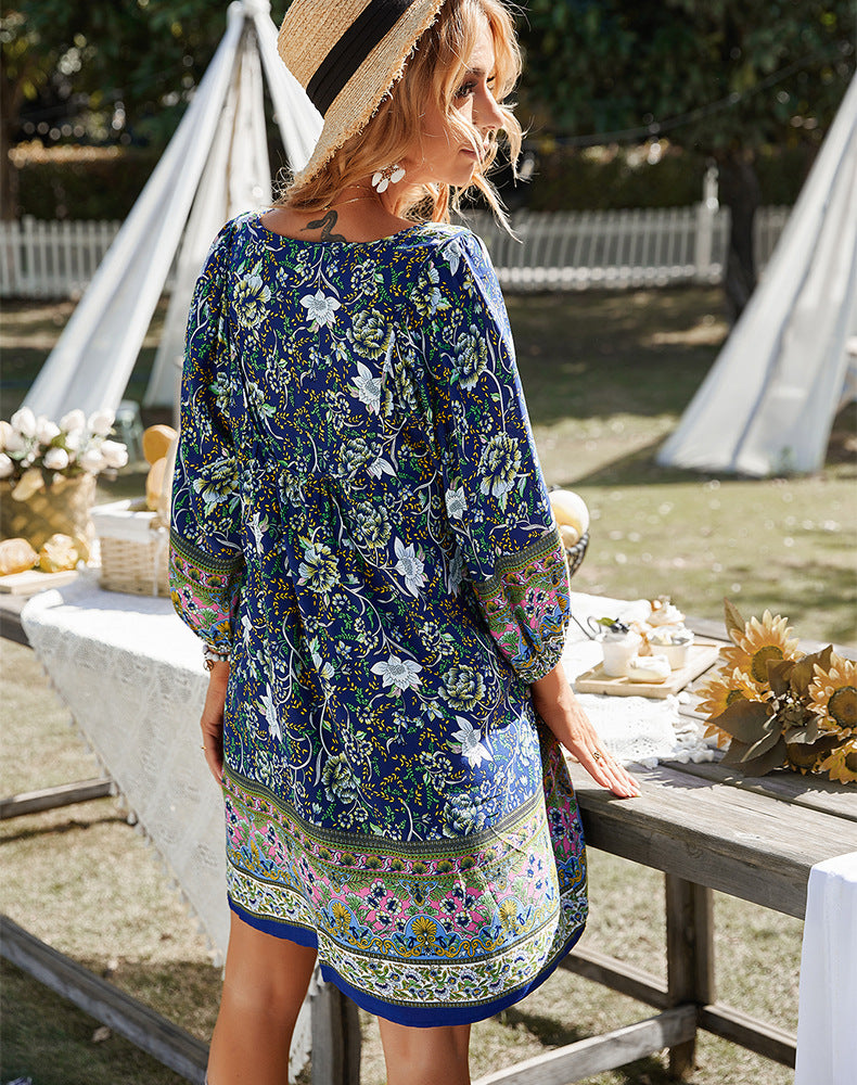 Dames Bohemian Bloemenprint Zomerjurk | Mini