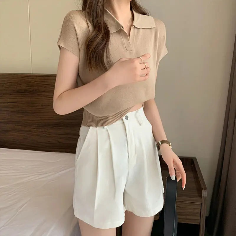 Dames Elegante Zomer Poloshirt | Kort, Lichtgewicht