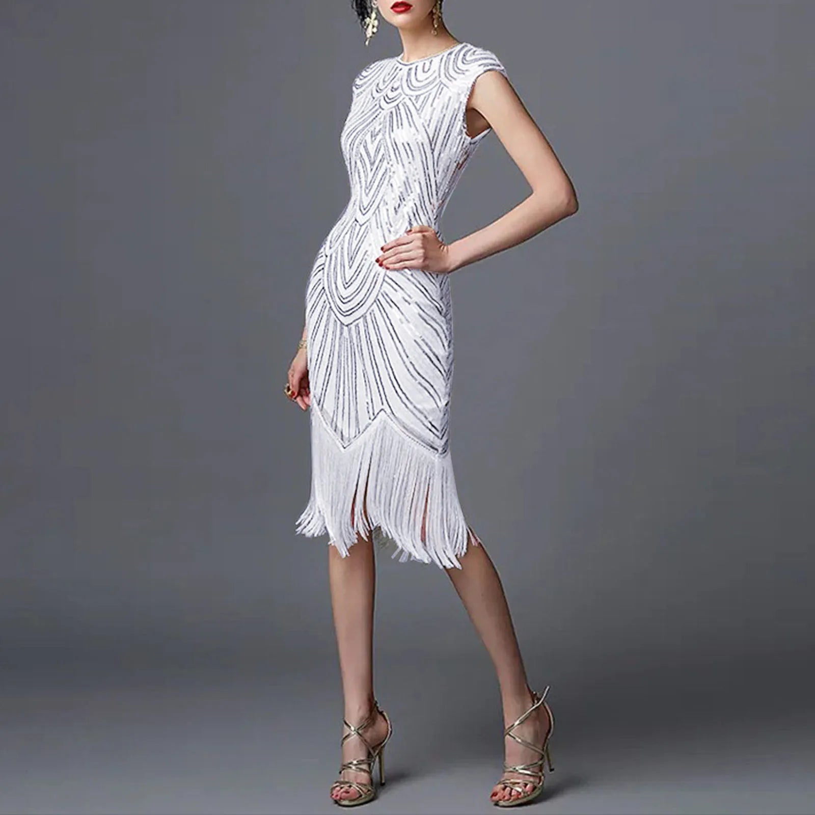 Dames Vintage Franje Feestjurk | Midi