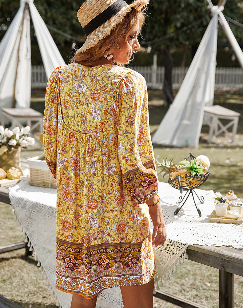 Dames Bohemian Bloemenprint Zomerjurk | Mini