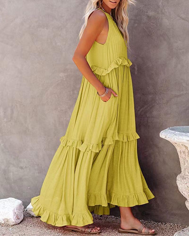 Abito estivo arioso da donna con ruches | Maxi