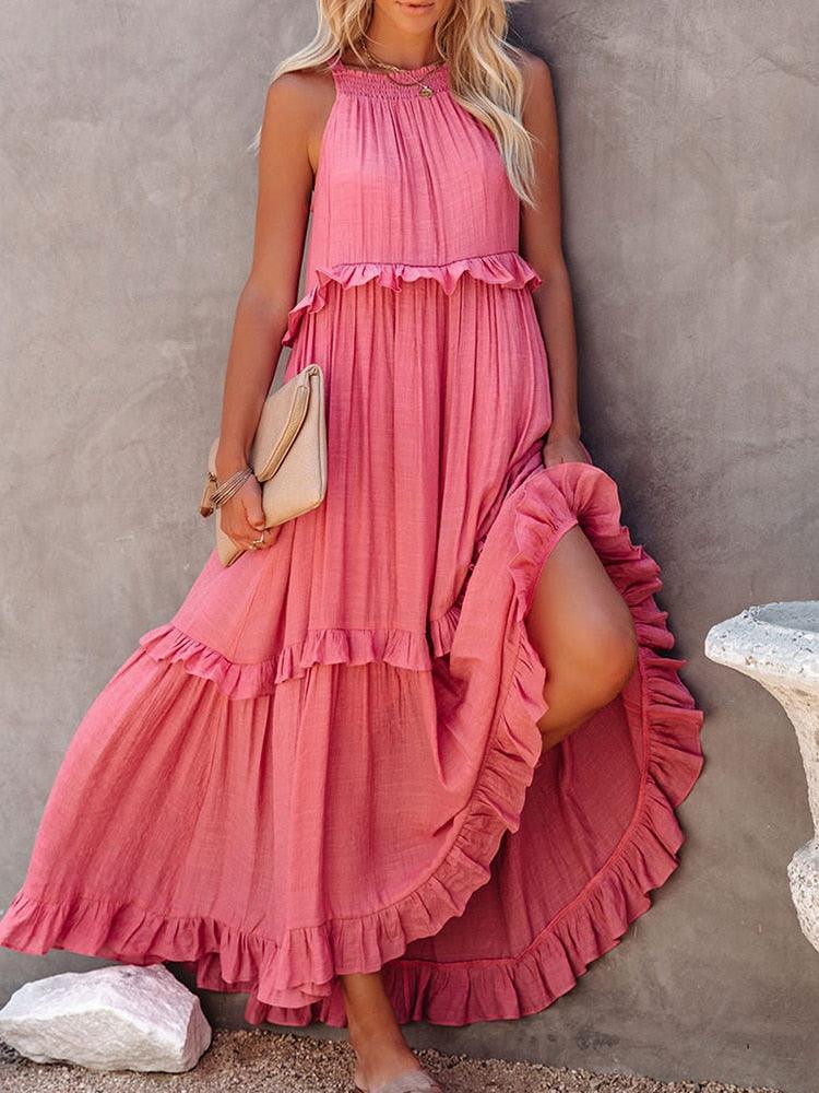 Abito estivo arioso da donna con ruches | Maxi