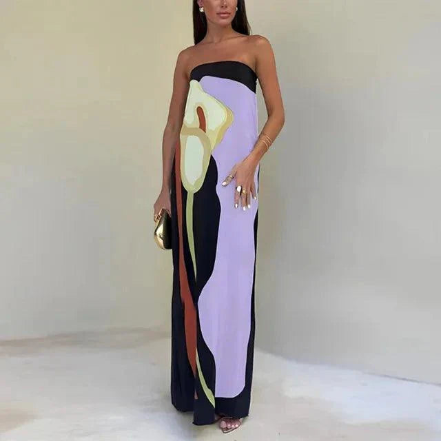 Abito estivo elegante da donna con stampa astratta | Maxi