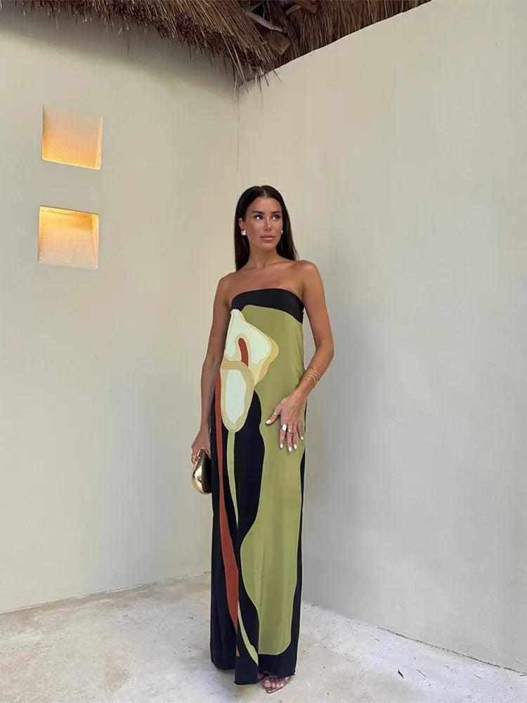 Abito estivo elegante da donna con stampa astratta | Maxi
