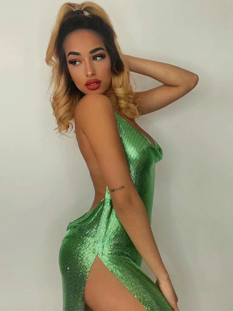 Dames Sexy Glanzende Partykleed | Mini