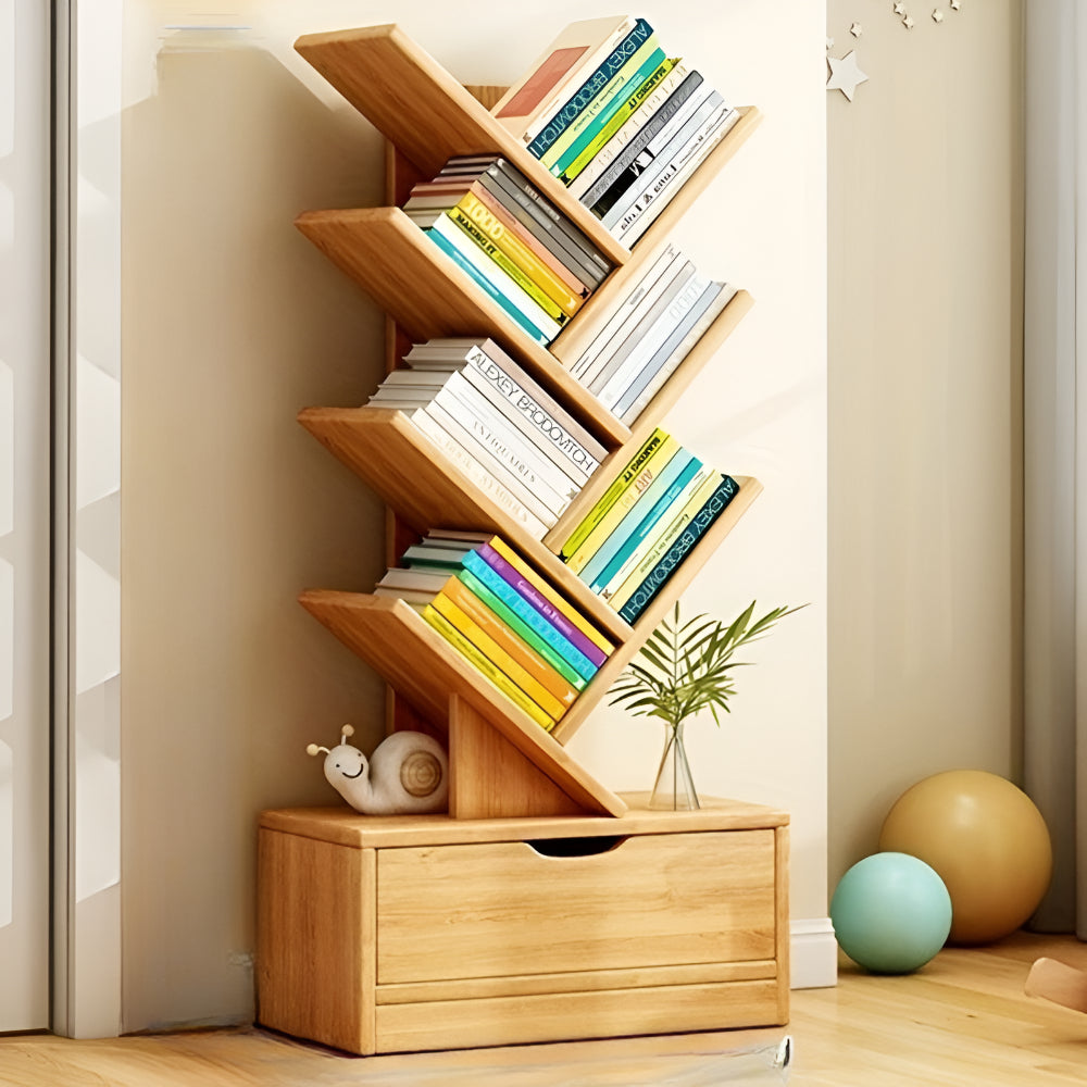 Boekenkast Hout Vrijstaand Boomvorm Zigzag Planken Woonkamer Kast