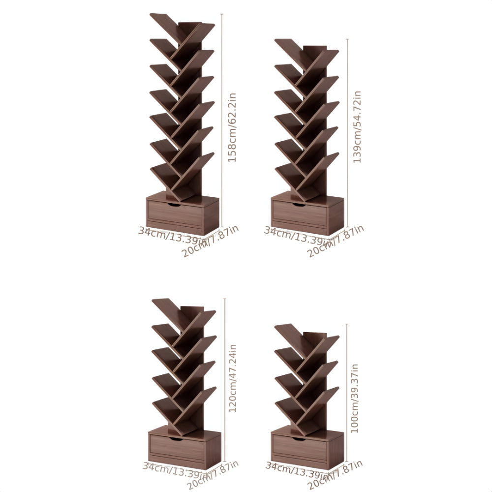 Boekenkast Hout Vrijstaand Boomvorm Zigzag Planken Woonkamer Kast