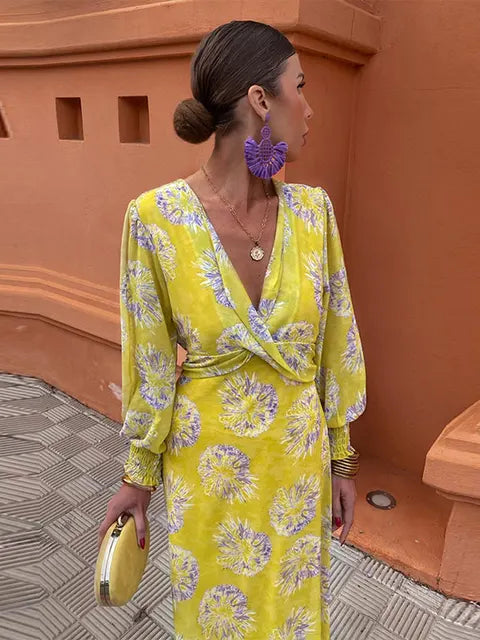 Dames Elegante Bloemen Zomerjurk | Midi