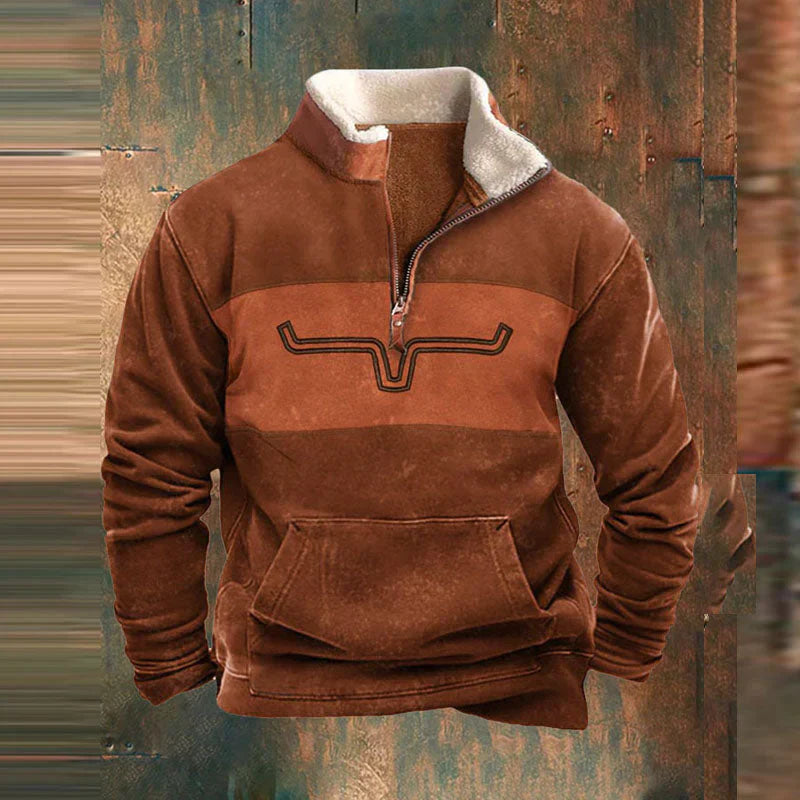 Heren Warme Winter Pullover | Aztec Mouwen, Half-Rits