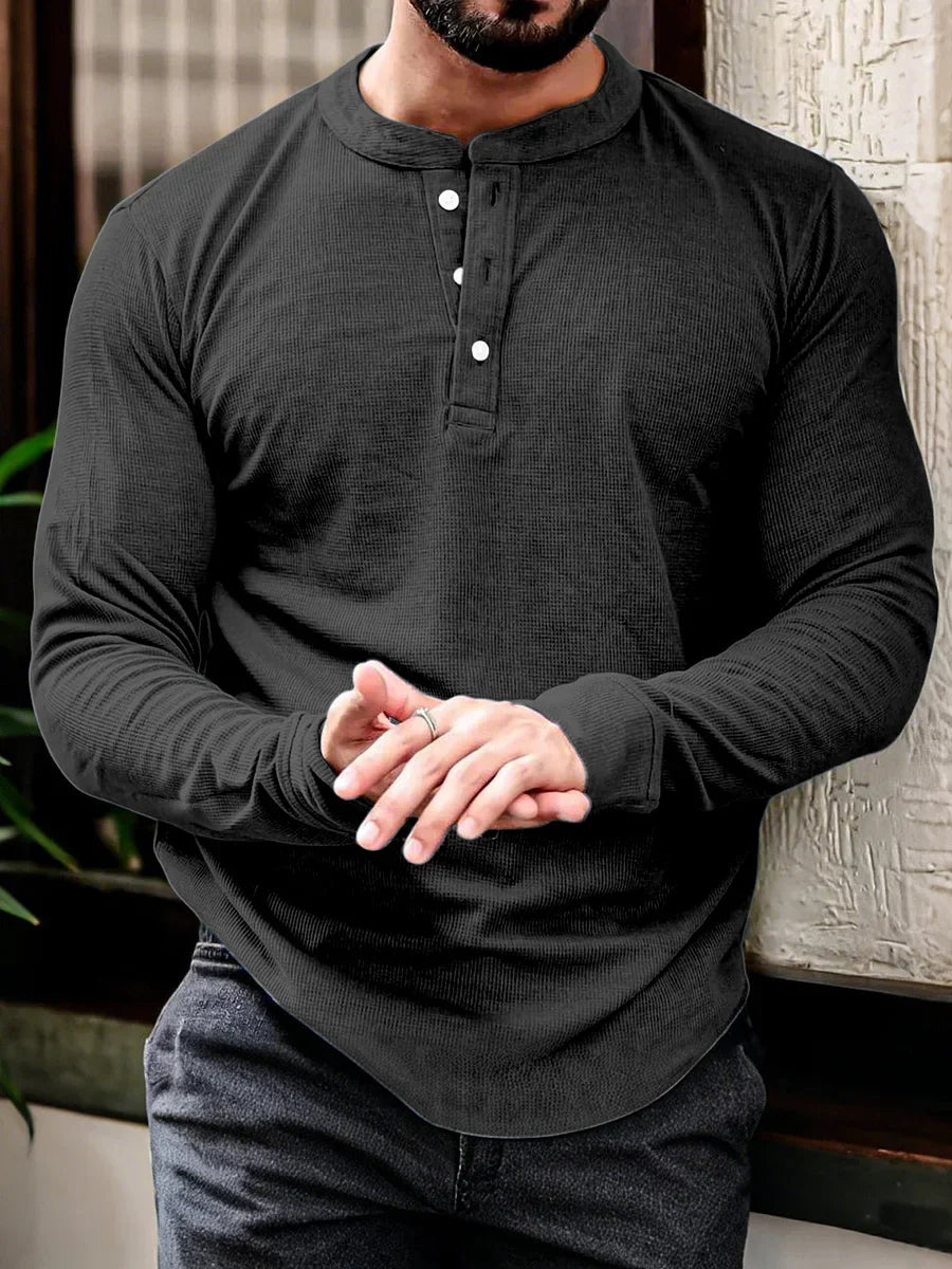 Heren Pullover T-shirt | Opstaande Kraag