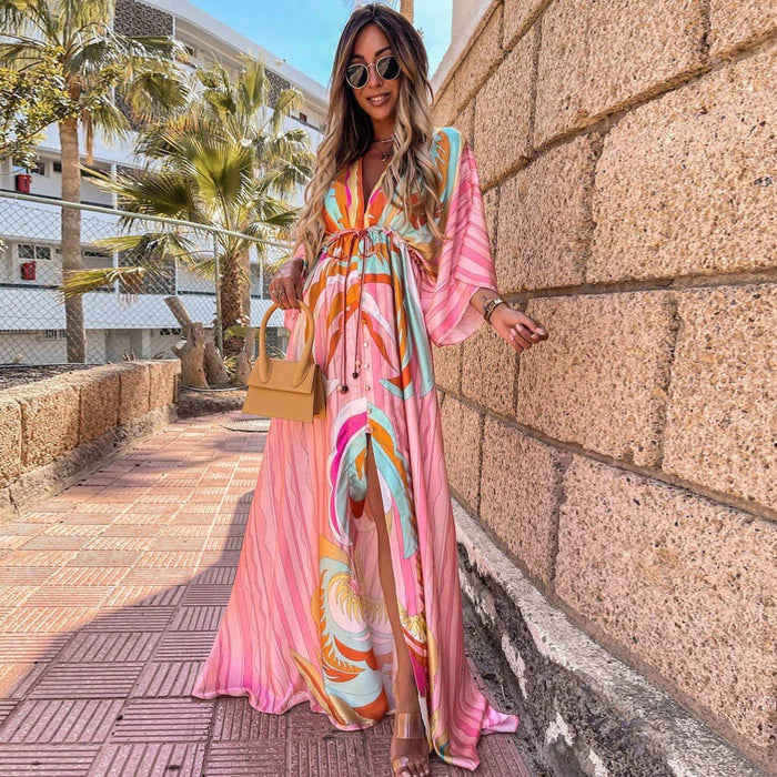 Abito estivo leggero da donna con motivo colorato | Maxi