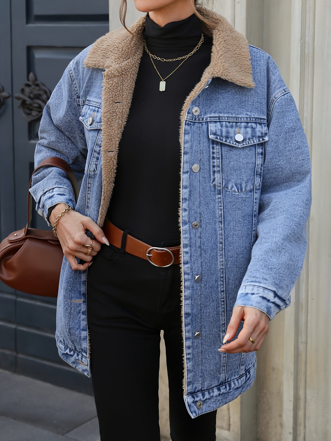 Giacca in denim da donna | Fodera in teddy caldo