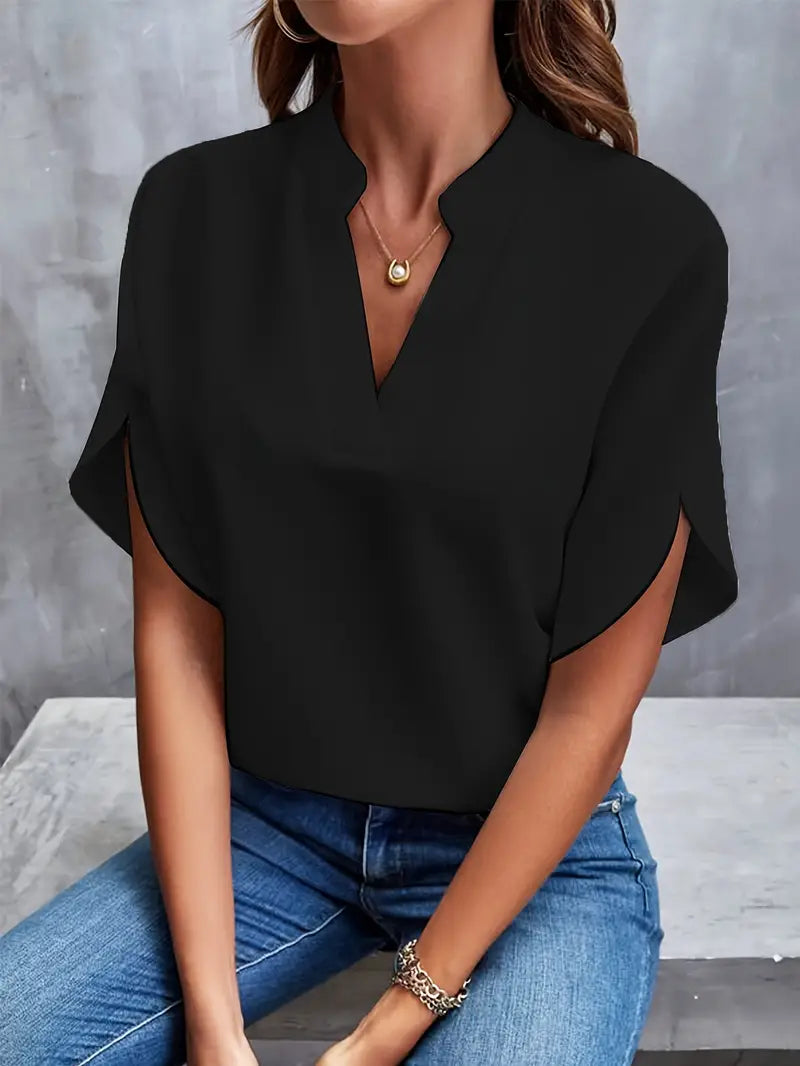 Camicetta Elegante Estiva da Donna | Collo Alto, Manica Corta