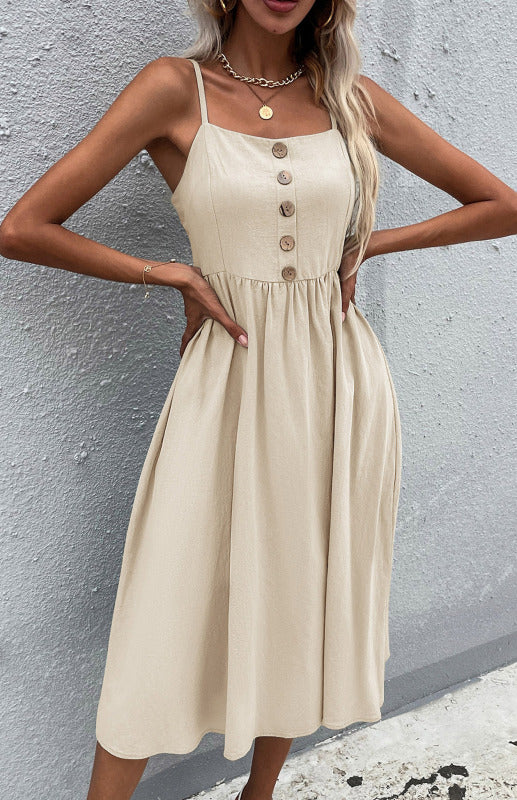 Abito midi elegante da donna | Estate & bottoni