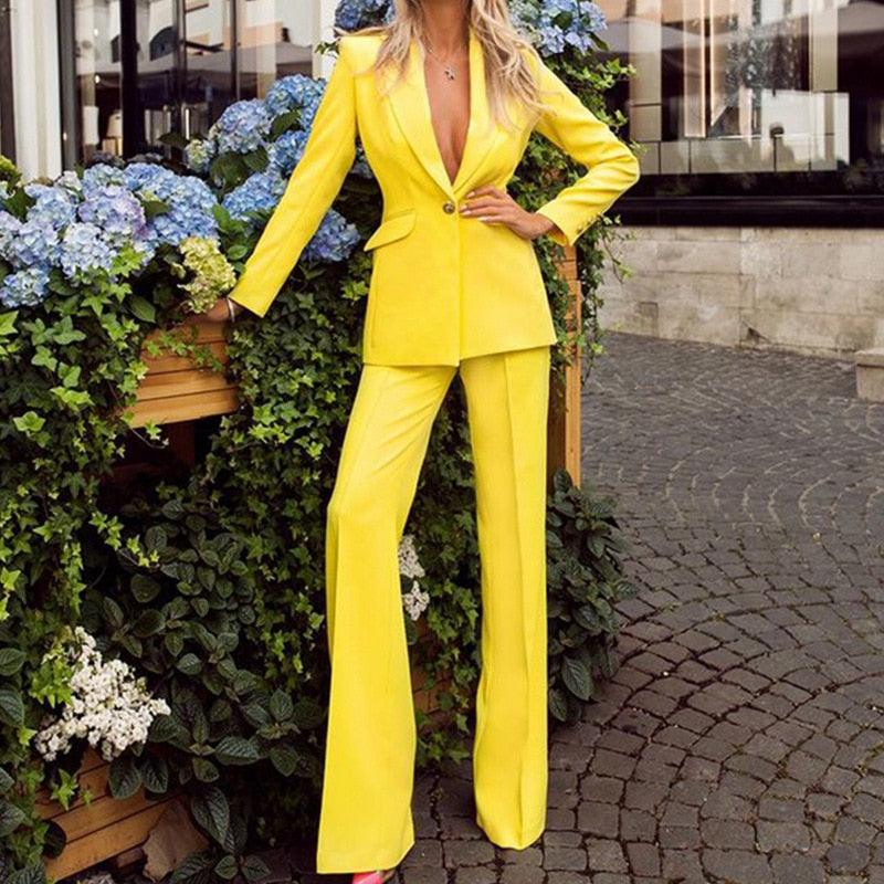 Dames Zomer Tweedelig Pak | Diepe Hals, Met Broek