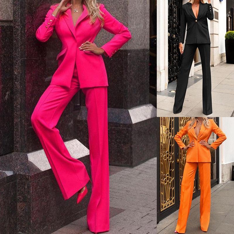 Dames Zomer Tweedelig Pak | Diepe Hals, Met Broek