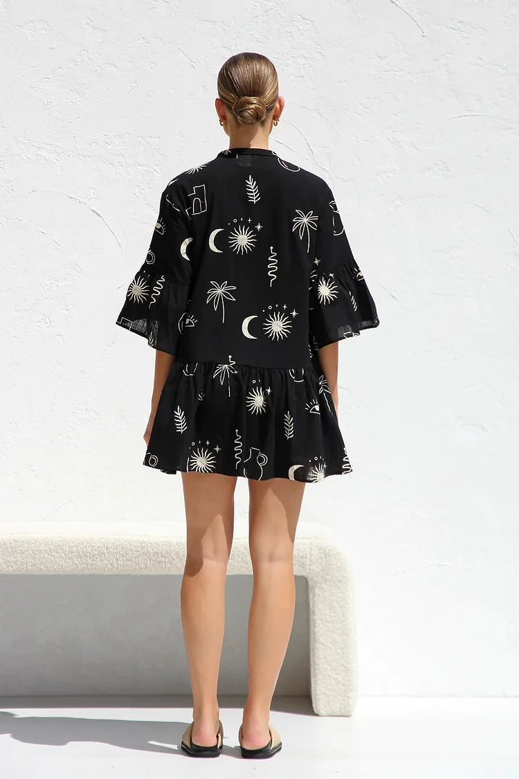 Dames Luchtige Print Zomerjurk | Mini