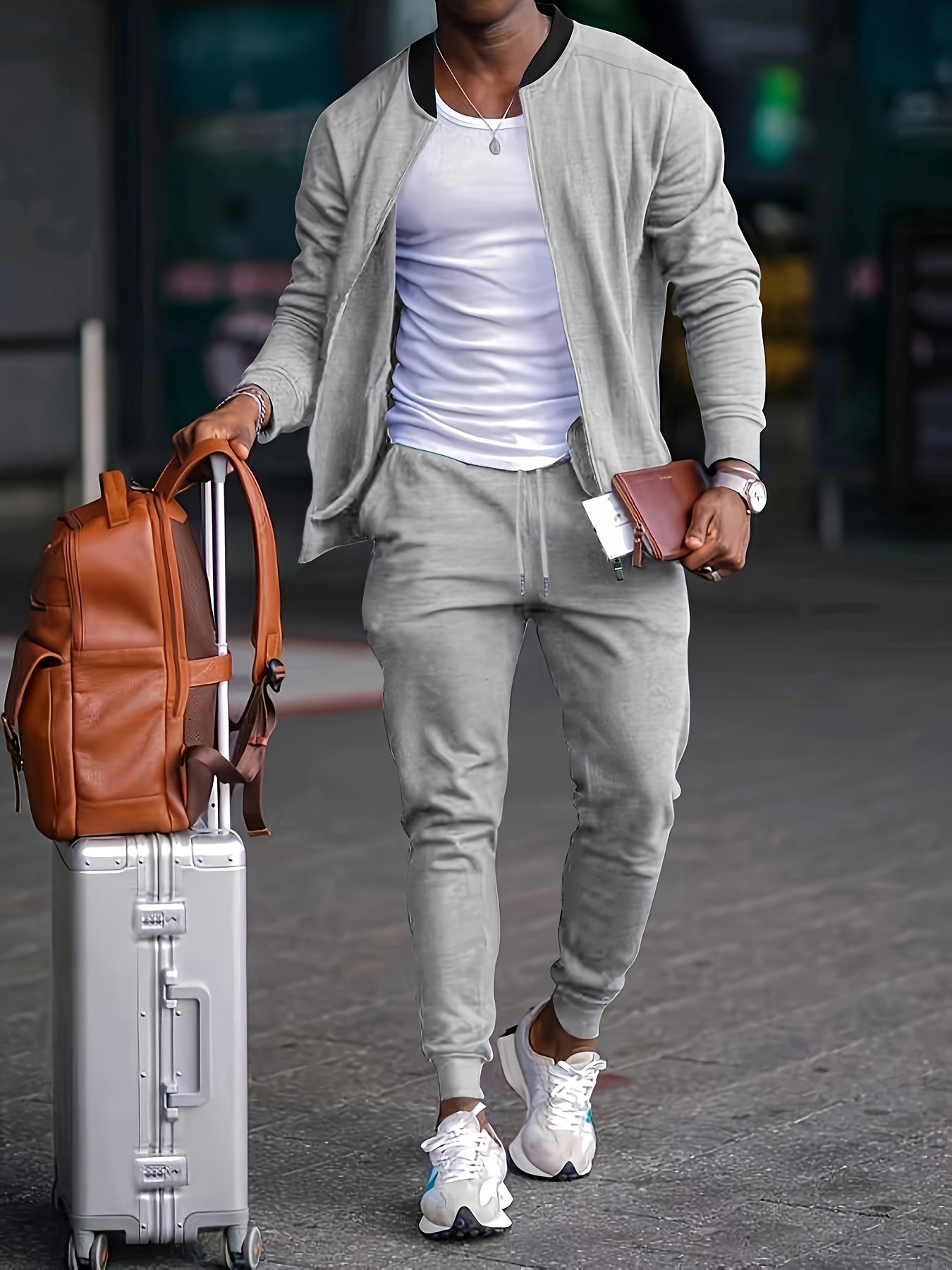 Heren slim-fit travel trainingspak | Lichtgewicht, ademend