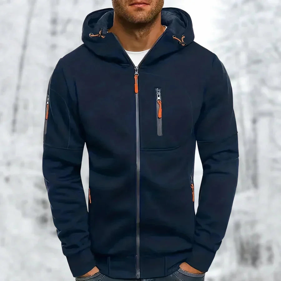 Heren sportieve hoodie met rits | Capuchon, zakken