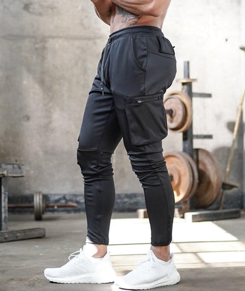 Pantaloni da jogging cargo slim fit da uomo | Vita elastica con coulisse