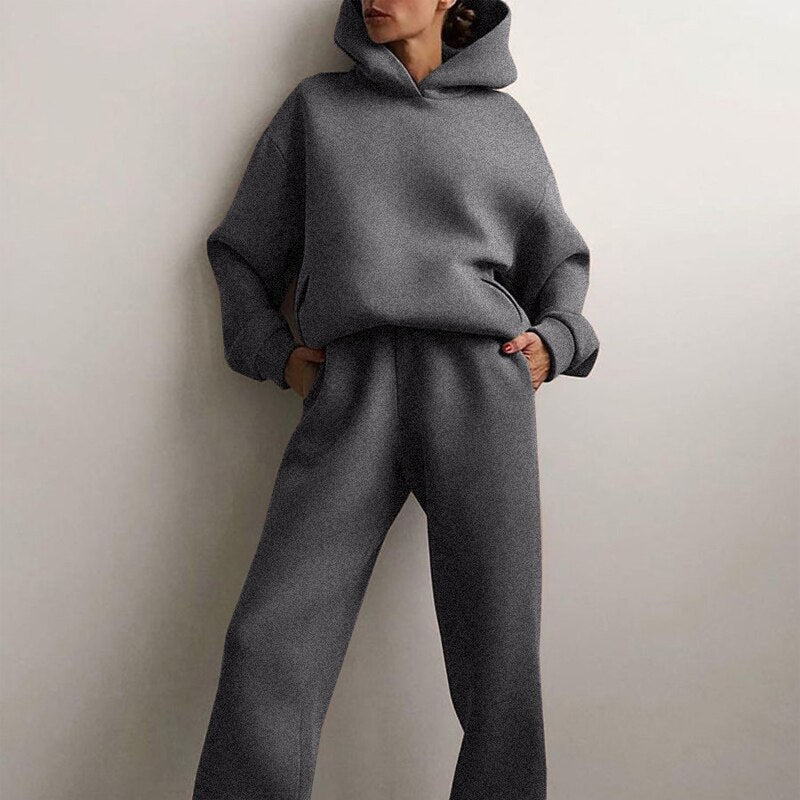Dames comfortabele trainingspak set | Zachte hoodie elastische taille