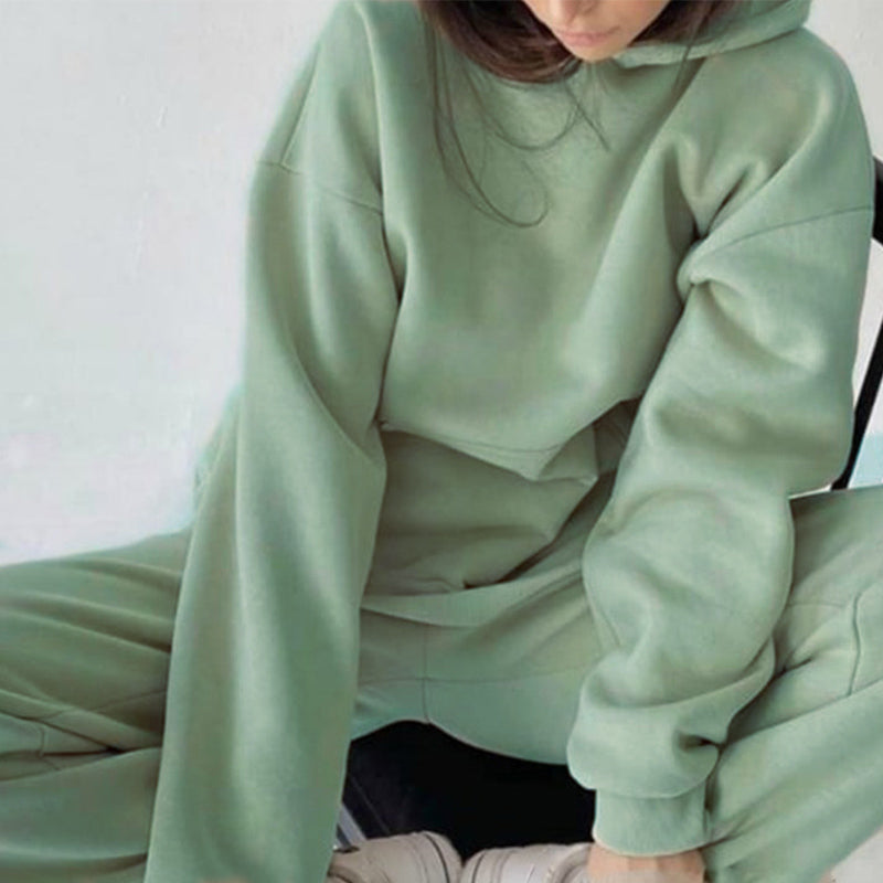 Dames comfortabele trainingspak set | Zachte hoodie elastische taille