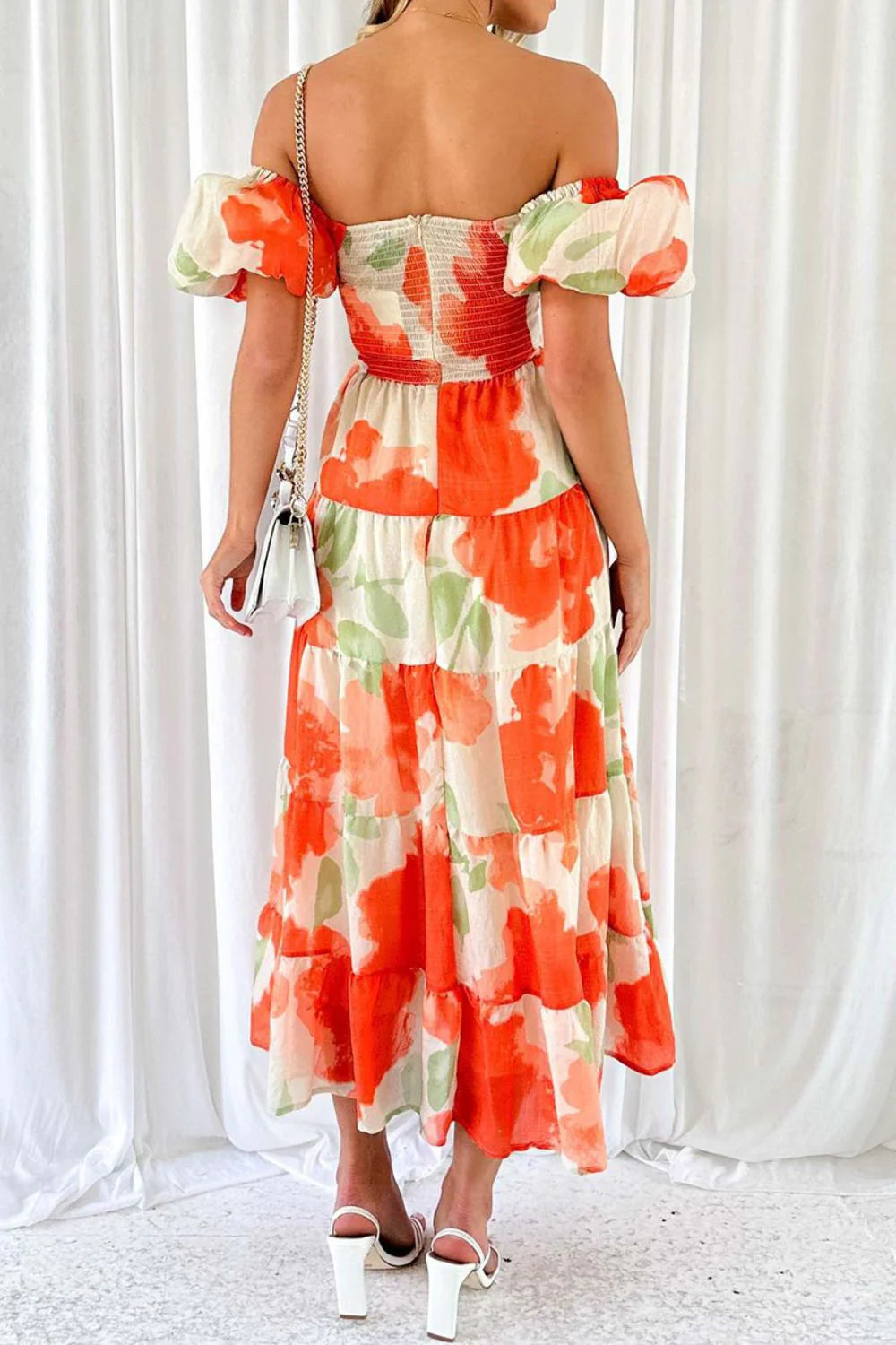 Dames Elegante Puffmouw Zomerjurk | Maxi