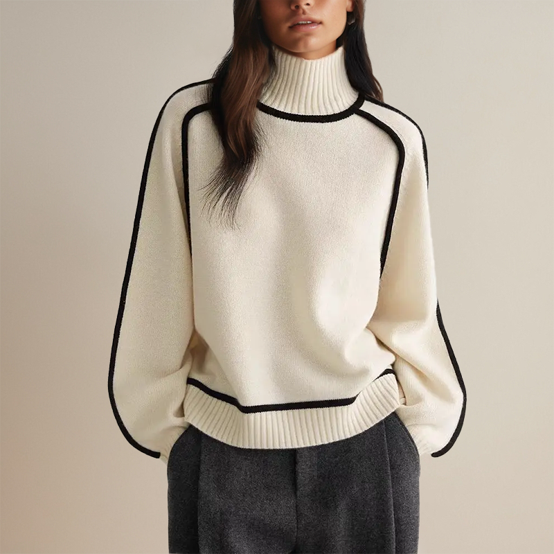 Dames Winter Coltrui | Lang, Met Contrasterende Bies