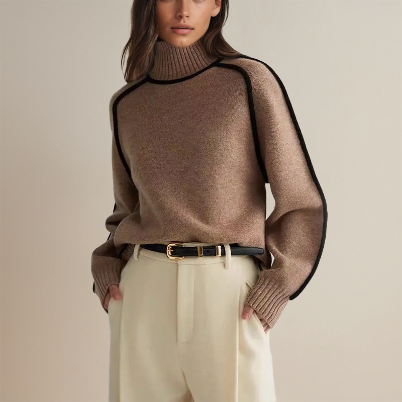 Dames Rollkraag Pullover | Lang, Strak Afgelijnd