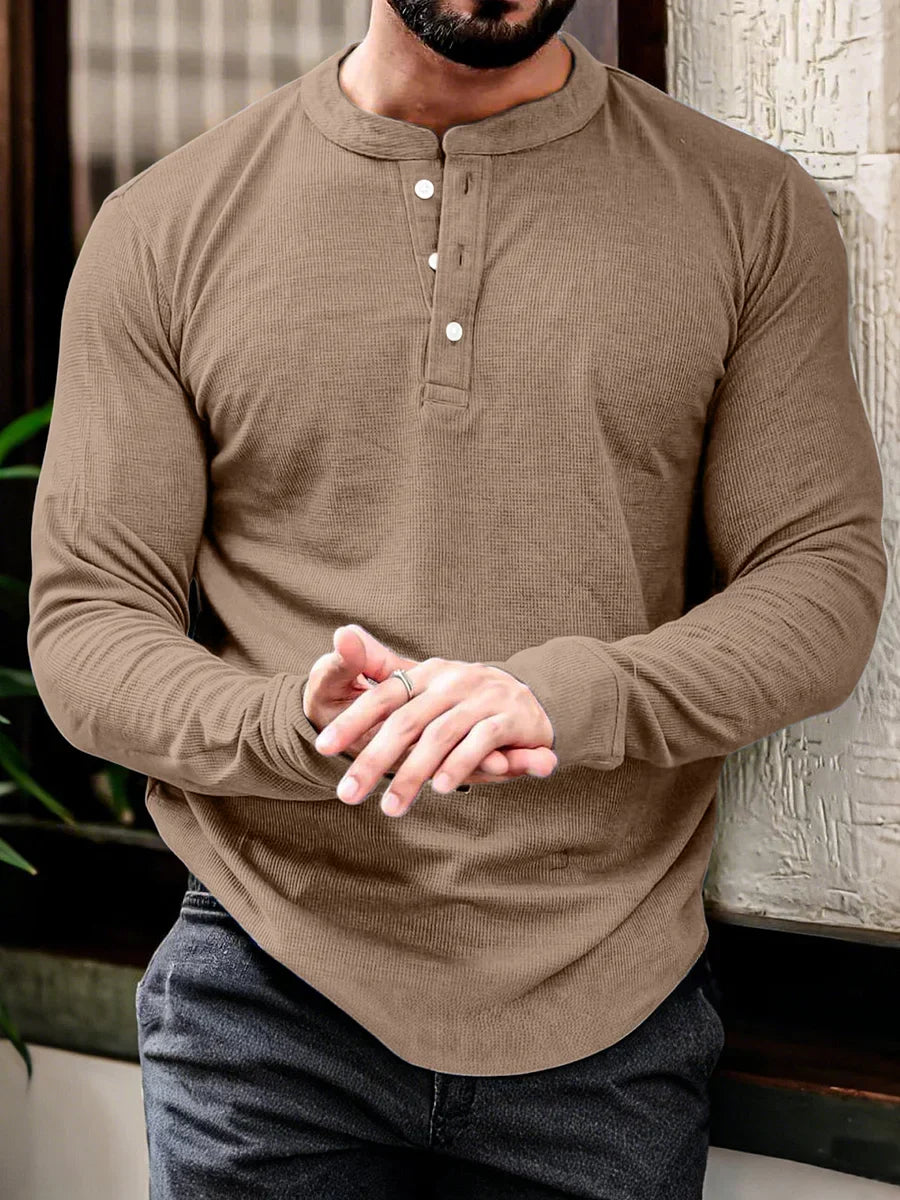 Heren Pullover T-shirt | Opstaande Kraag