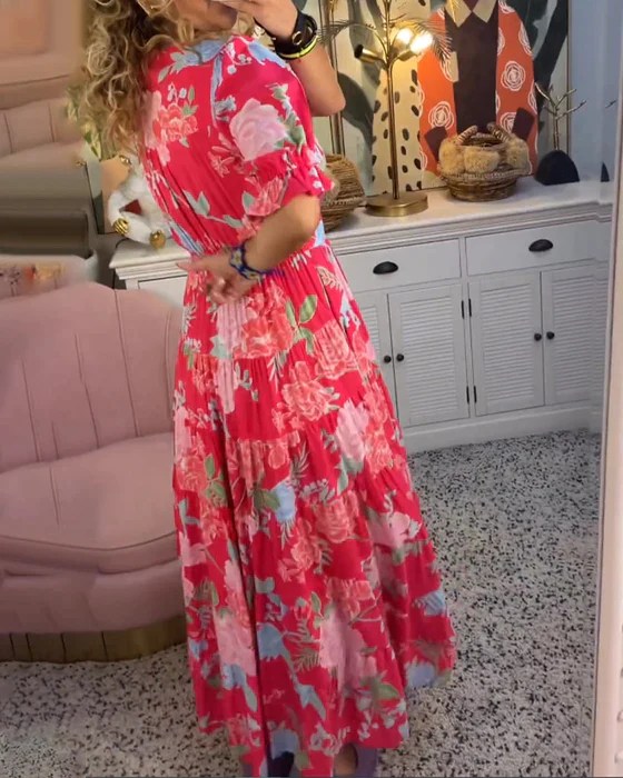 Isabella | Abito Estivo Elegante con Fiori per Donne | Maxi