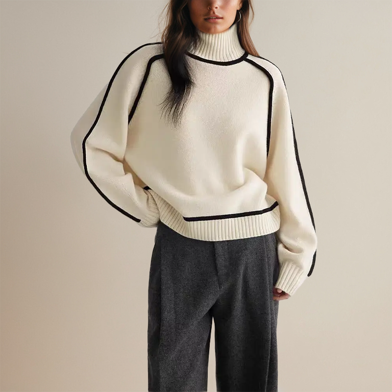 Dames Winter Coltrui | Lang, Met Contrasterende Bies