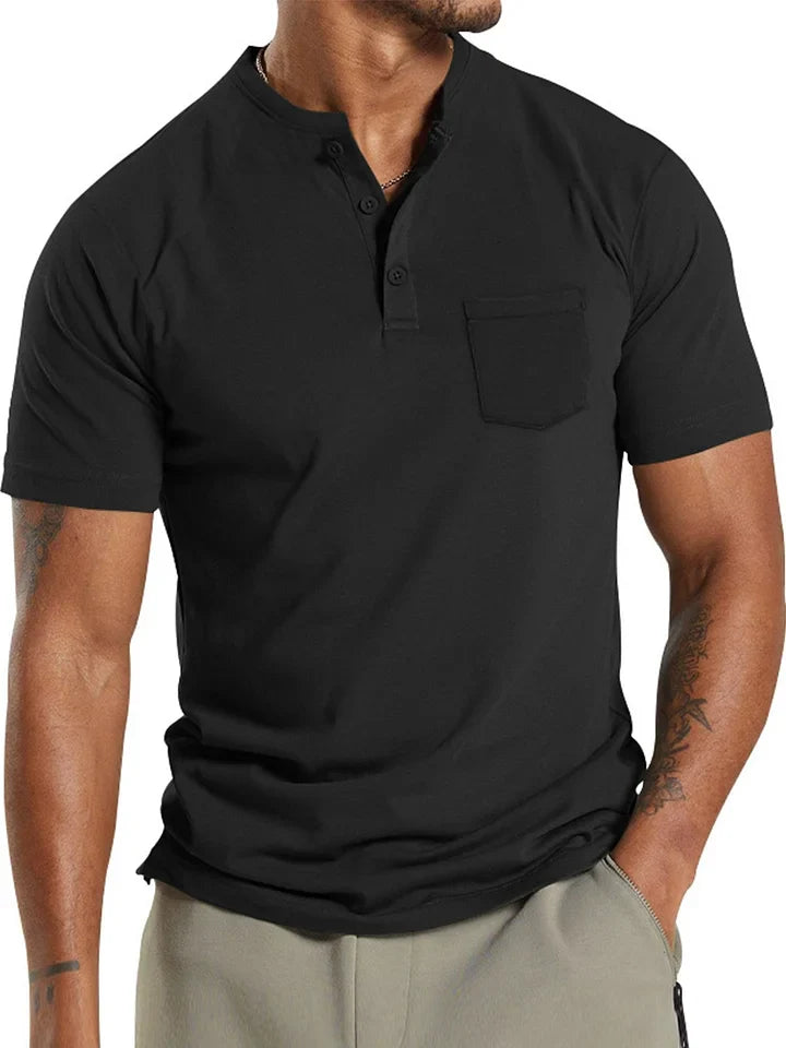 T-shirt sportiva da uomo | Chiusura con collo alla coreana