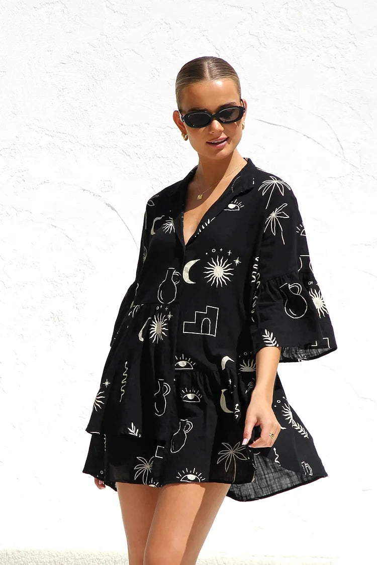 Dames Luchtige Print Zomerjurk | Mini