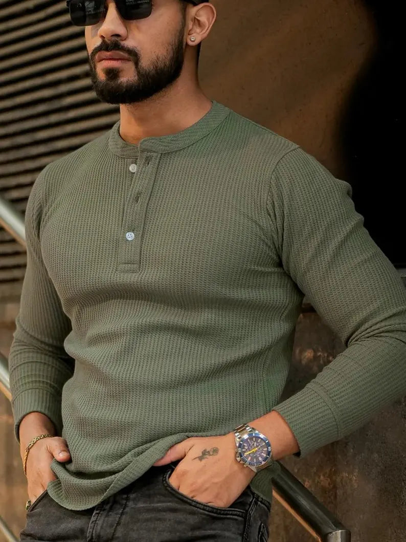 Heren Pullover T-shirt | Opstaande Kraag