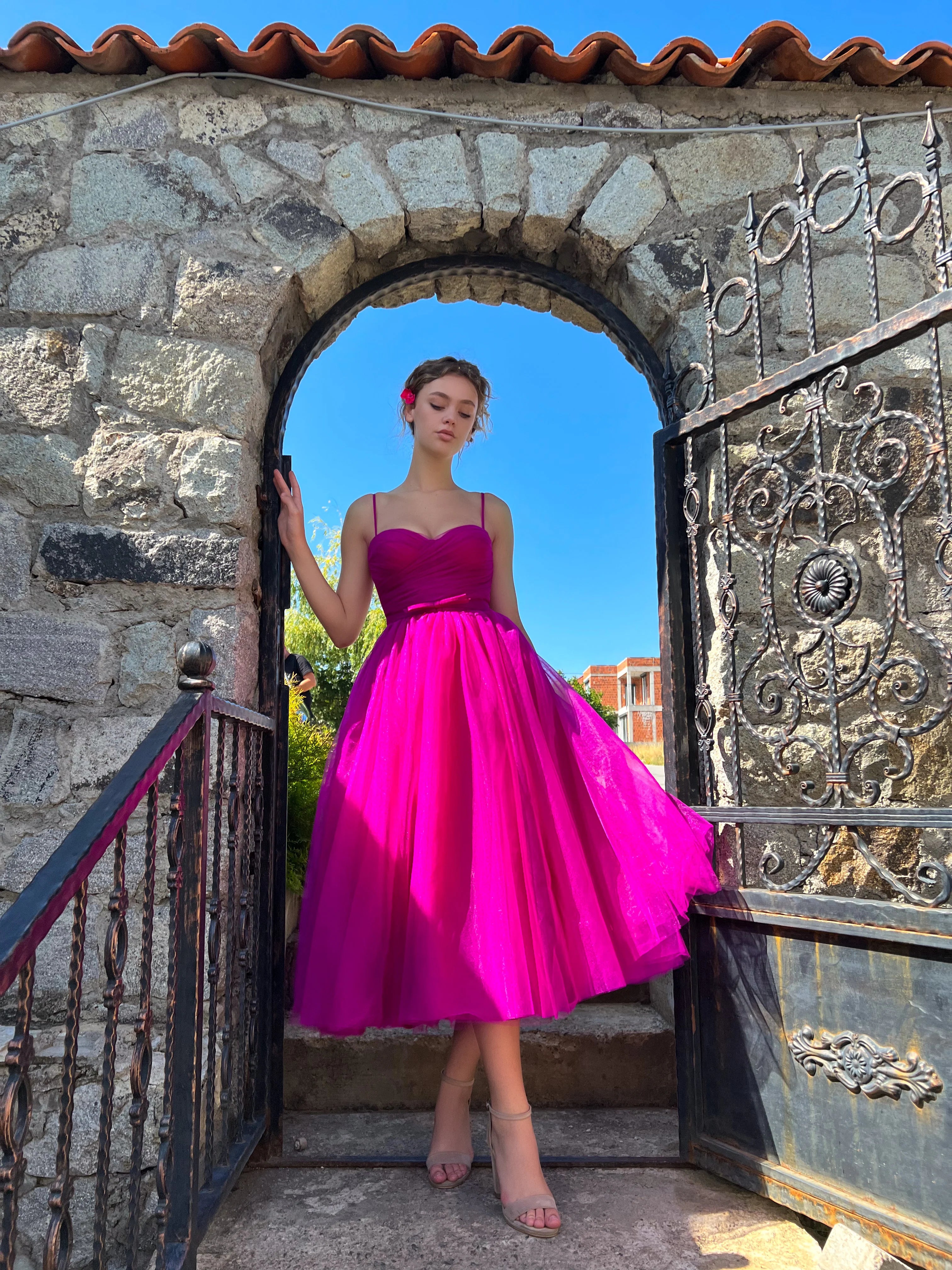 Dames Gala Tule Avondjurk | Midi