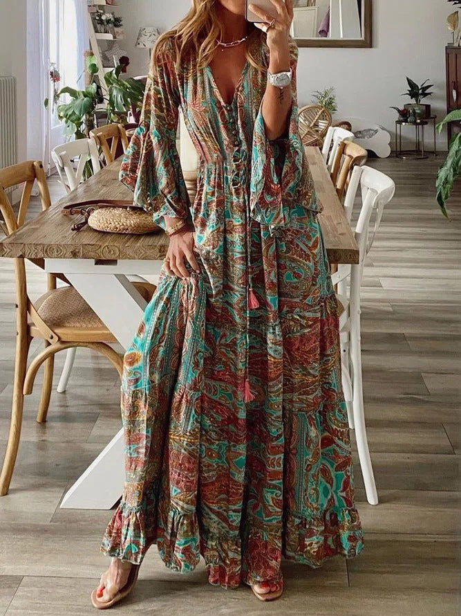 Abito estivo arioso da donna con stampa boho | Maxi