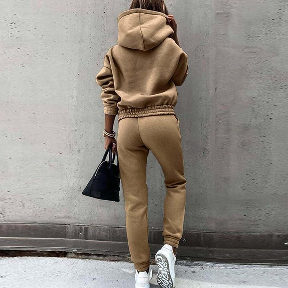 Tuta da allenamento comoda da donna | Felpa con cappuccio, pantaloni da jogging