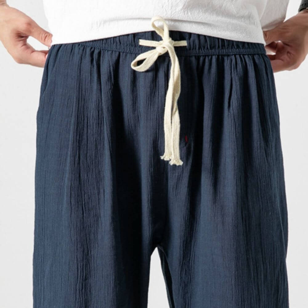 Pantaloni Estivi Comodi da Uomo in Lino | Vestibilità Larga con Coulisse