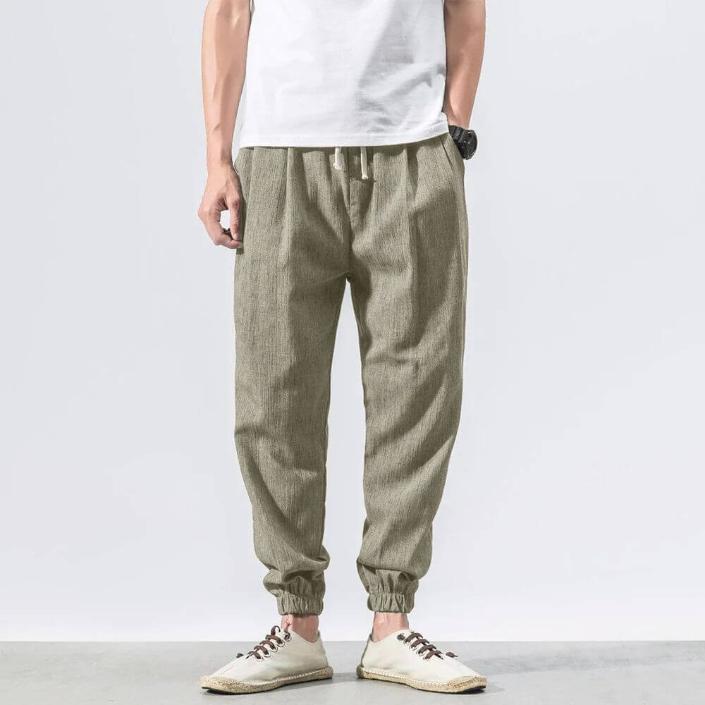 Pantaloni Estivi Comodi da Uomo in Lino | Vestibilità Larga con Coulisse