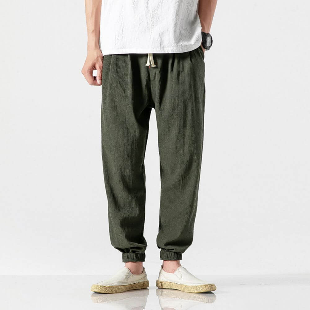 Pantaloni Estivi Comodi da Uomo in Lino | Vestibilità Larga con Coulisse