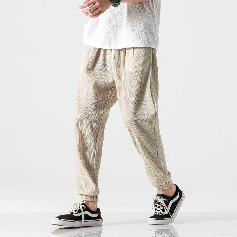 Pantaloni Estivi Comodi da Uomo in Lino | Vestibilità Larga con Coulisse