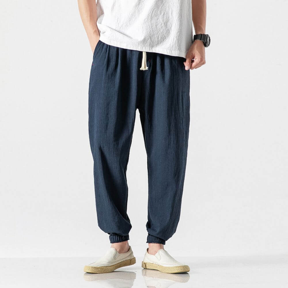 Pantaloni Estivi Comodi da Uomo in Lino | Vestibilità Larga con Coulisse
