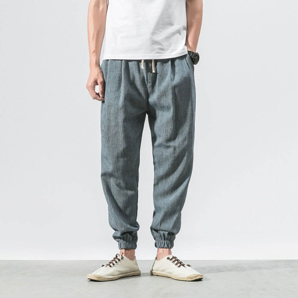 Pantaloni Estivi Comodi da Uomo in Lino | Vestibilità Larga con Coulisse