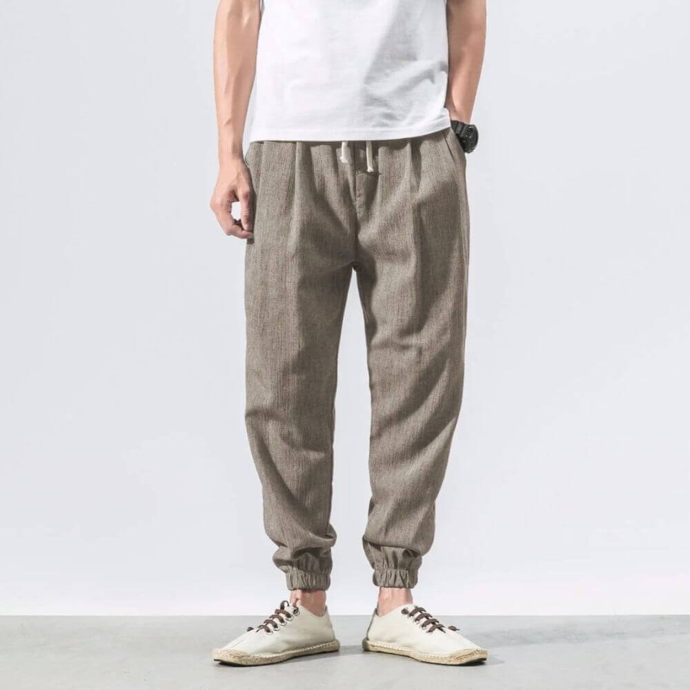 Pantaloni Estivi Comodi da Uomo in Lino | Vestibilità Larga con Coulisse