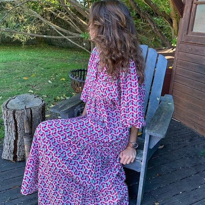 Dames Luchtige Geometrische Zomerjurk | Maxi