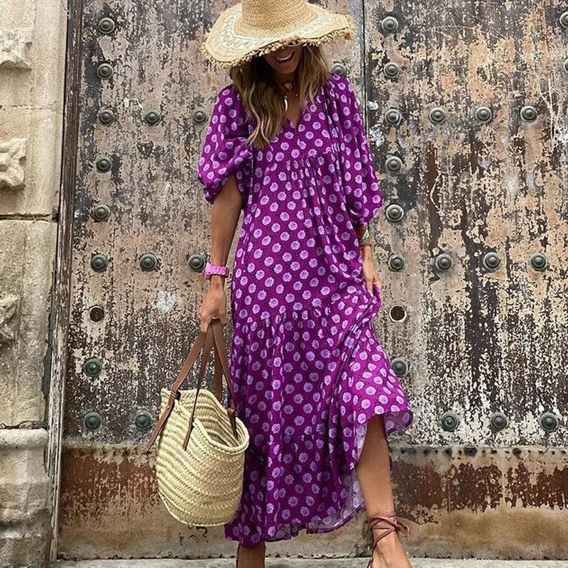 Dames Luchtige Geometrische Zomerjurk | Maxi